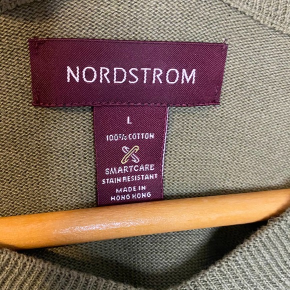 Nordstrom cotton v-neck long sleeve sweater green - Picture 7 of 7